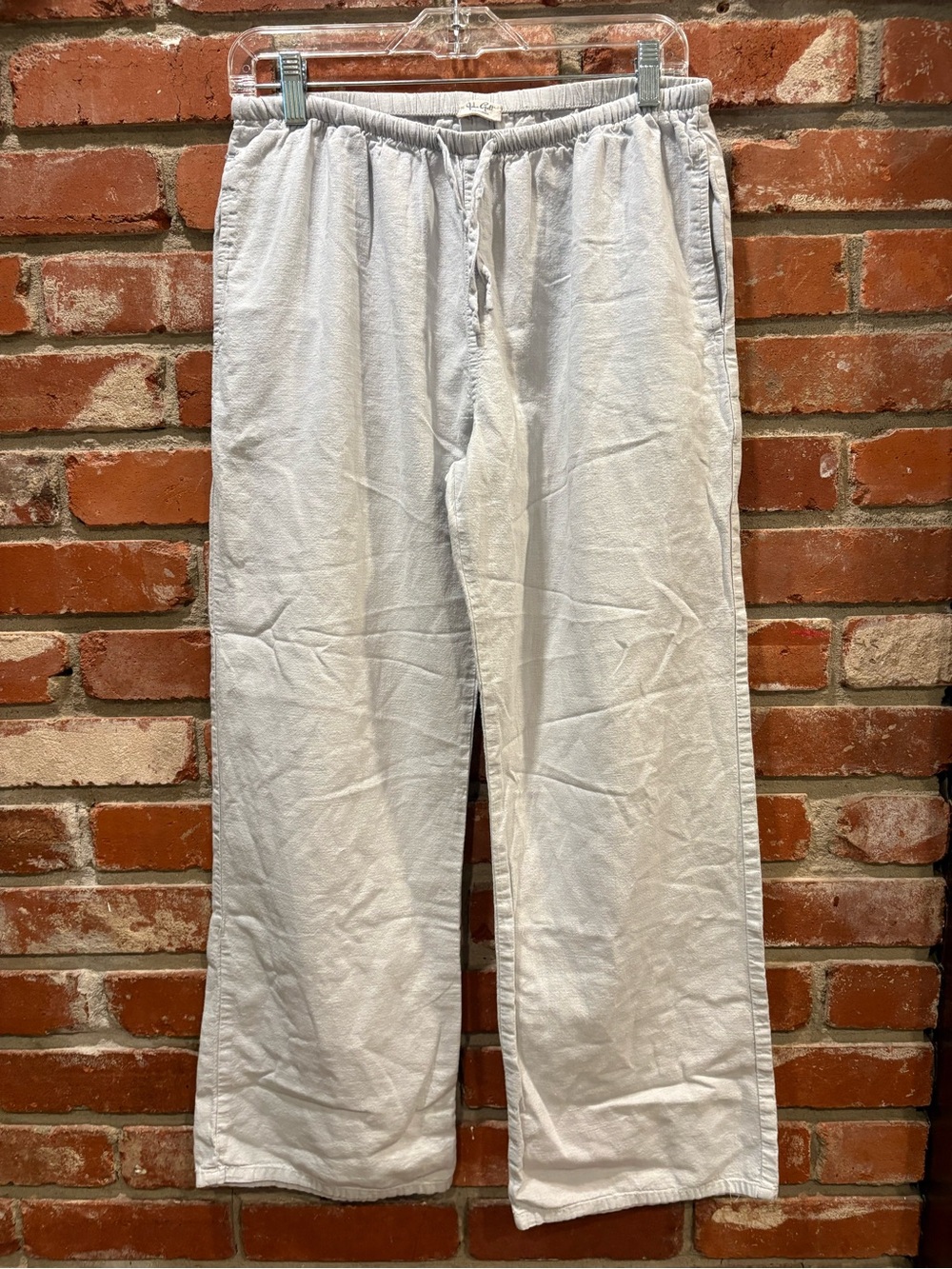 John Galt Light Blue Linen Wide Leg Pants OS